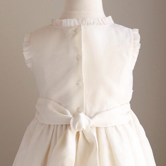 Ivory Silk Organdy & Cotton Linen Dress Flower Girl Special Occasion Size 6x/7 - Picture 7 of 7
